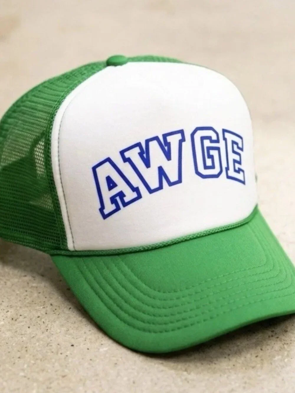 Retro ASAP Rocky AWGE Trucker Hat Green White Foam Varsity Snapback Cap New